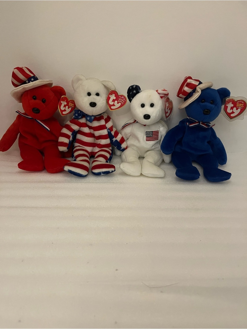 TY Beanie Babies Set Of 4 Red White And Blue America, Sam And Liberty